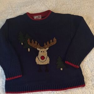 Navy Blue Reindeer Sweater for Kids